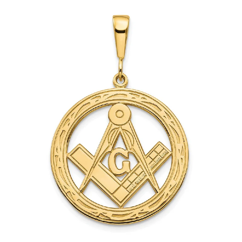 Bone - Carved Pendants with Tribal - Inspired Symbols14k Yellow Gold Masonic Circle Pendant, 18mm or 23mm