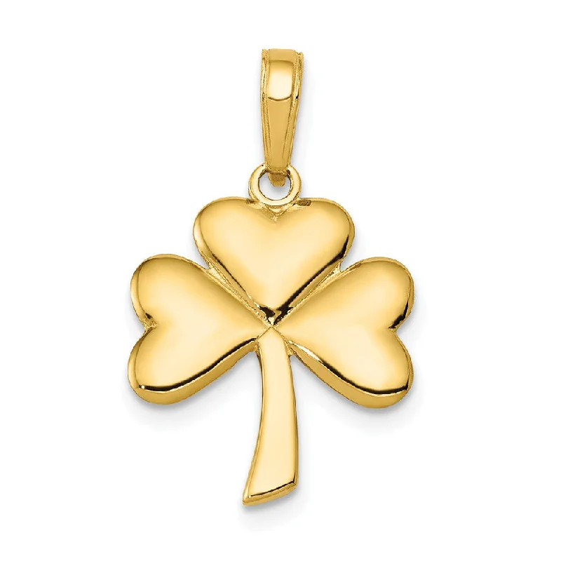 Coral - Trimmed Pendants with Seashell and Pearl Accents14k Yellow Gold Polished Shamrock Pendant, 15mm (9/16 inch)