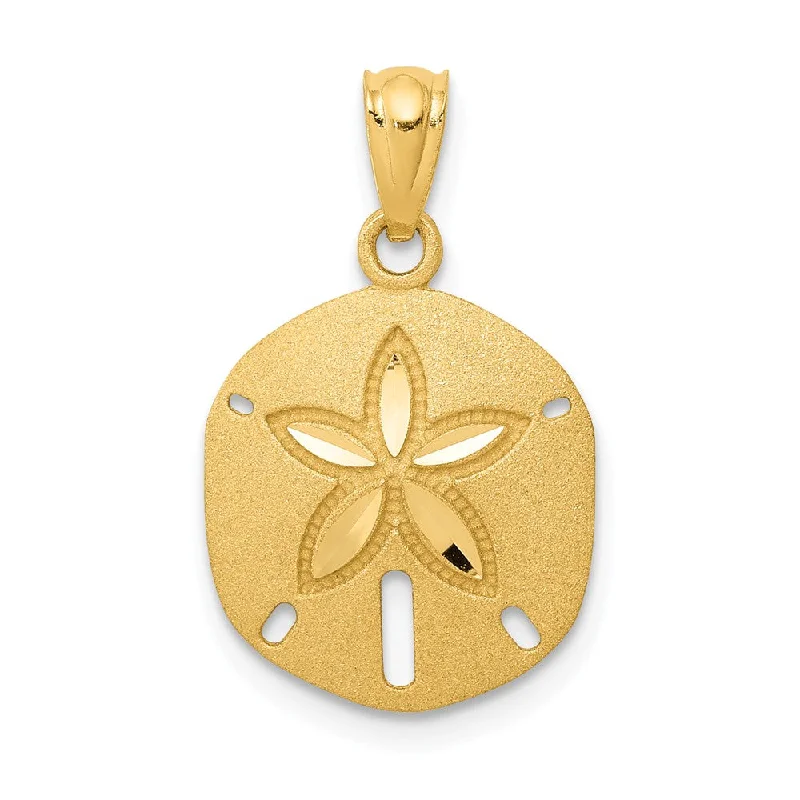 Gold - Plated Pendants with Enameled Floral Bouquets14k Yellow Gold Satin & Diamond-Cut Sand Dollar Pendant