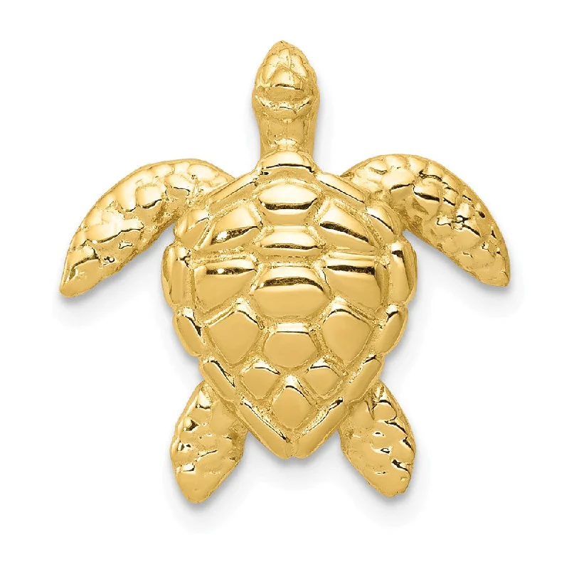 Turquoise - Inlaid Pendants with Southwest - Style Geometric Patterns14k Yellow Gold Small 13mm or Medium 18mm Sea Turtle Slide Pendant