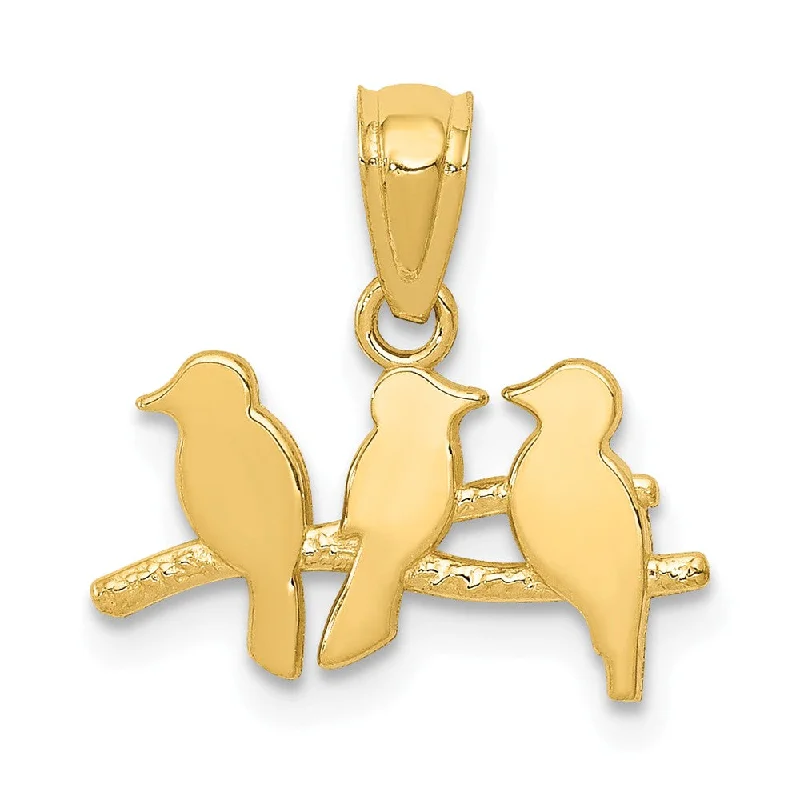 Recycled Metal Pendants with Upcycled Jewelry Components14k Yellow Gold Small Flock of Birds Pendant, 15mm (9/16 inch)