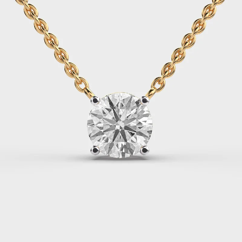 Compass - Pendant Necklaces with Glow - in - the - Dark Dial Features3 Carat Classic Round Solitaire Link Gold Pendant (Without Chain)