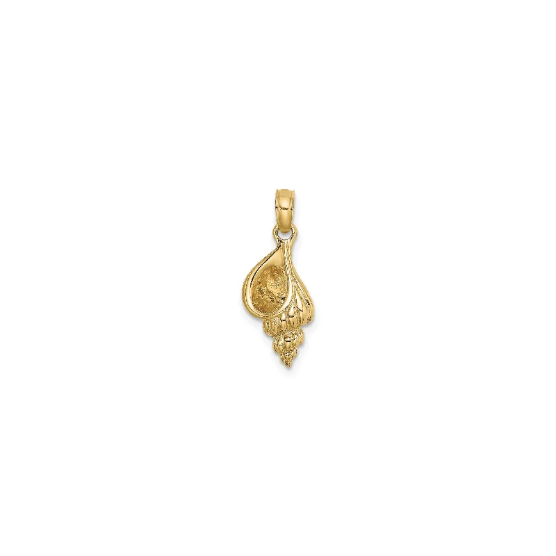 Turquoise - Inlaid Pendants with Southwest - Style Geometric Patterns3D Mini Conch Shell Pendant (14K)