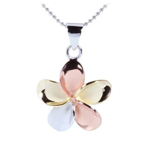 Elephant - Pendant Necklaces with Ivory - Look Resin and Gold PlatingSterling Silver Tri-Color Plated Plumeria Pendant (8-30mm) (Chain Sold Separately)