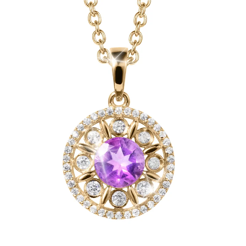 Medallion - Pendant Necklaces with Intricate Relief - Style ArtworkAmethyst Fields Pendant