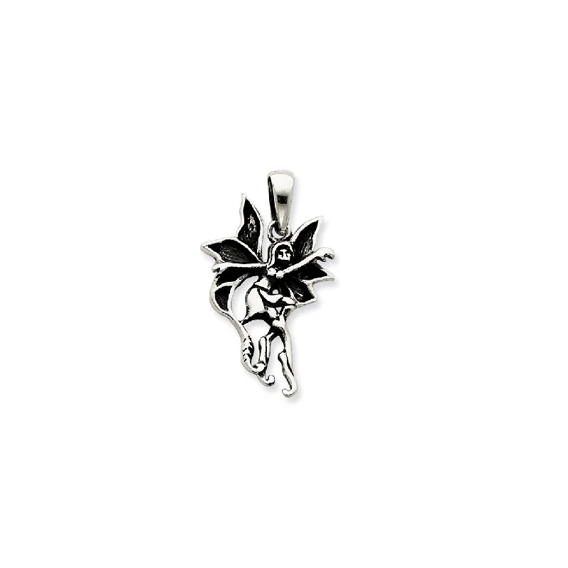 Key - Pendant Necklaces with Antique - Style EngravingsAntiqued Dance Fairy Pendant (Silver)