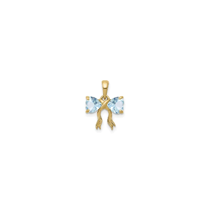 Coral - Trimmed Pendants with Seashell and Pearl AccentsAquamarine Bow Pendant (14K)