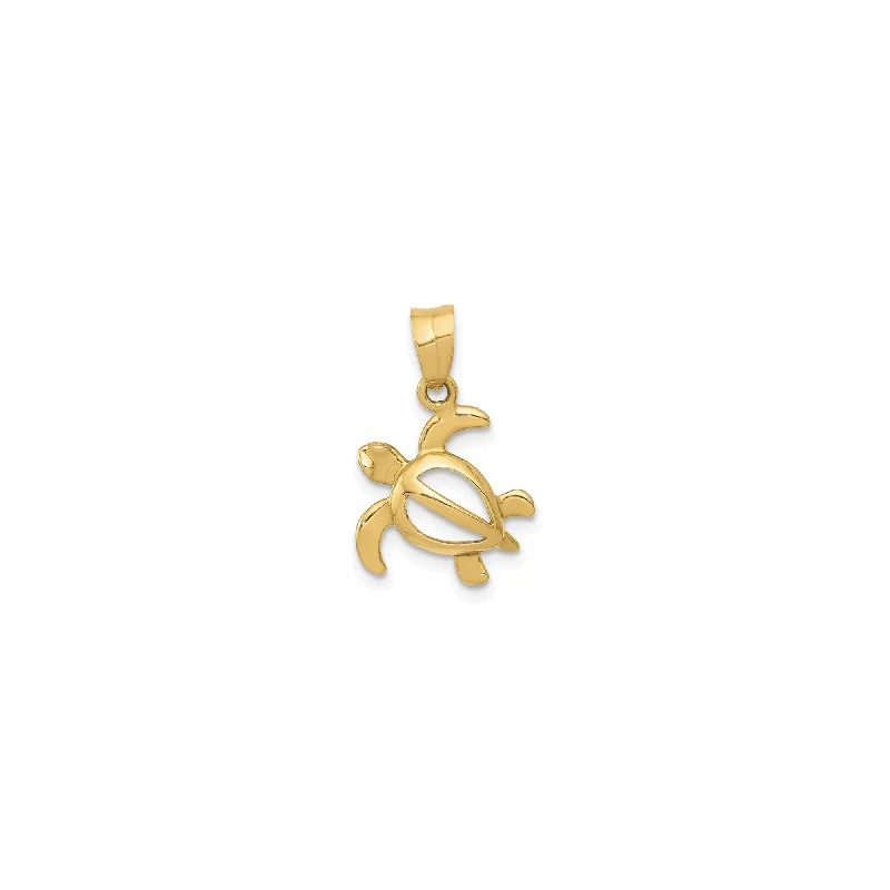 Gold - Plated Pendants with Enameled Floral BouquetsBaby Sea Turtle Outline Pendant (14K)