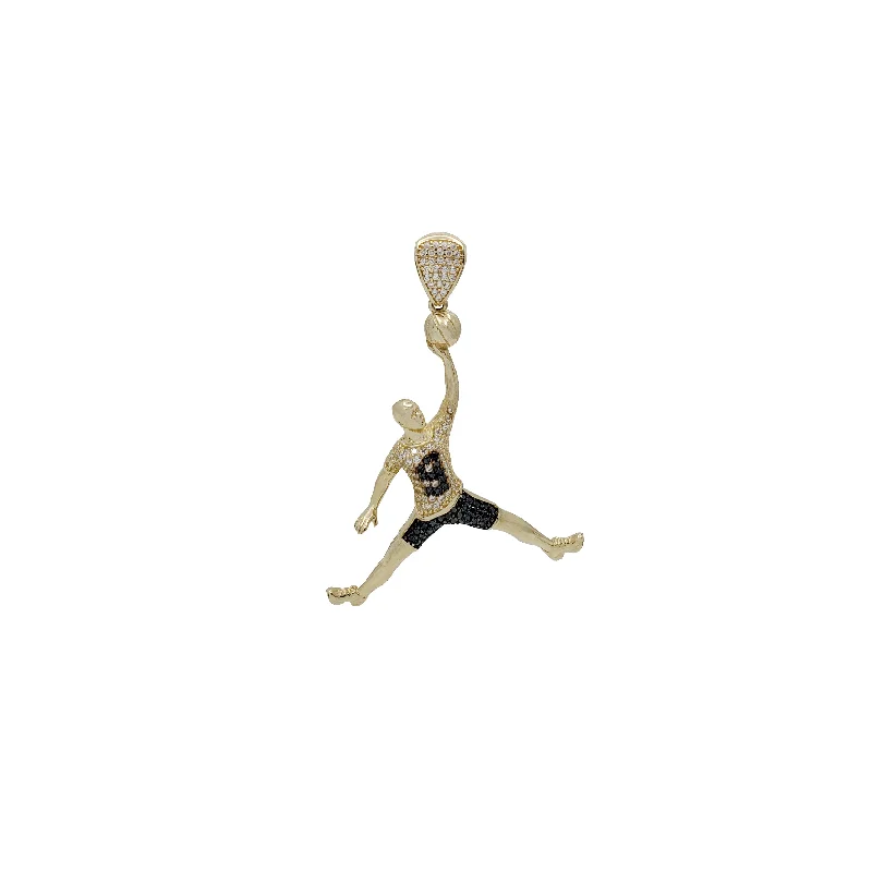 Opal - Set Pendants with Iridescent Fire - Opal CentersBasketball Player Pendant （14K)