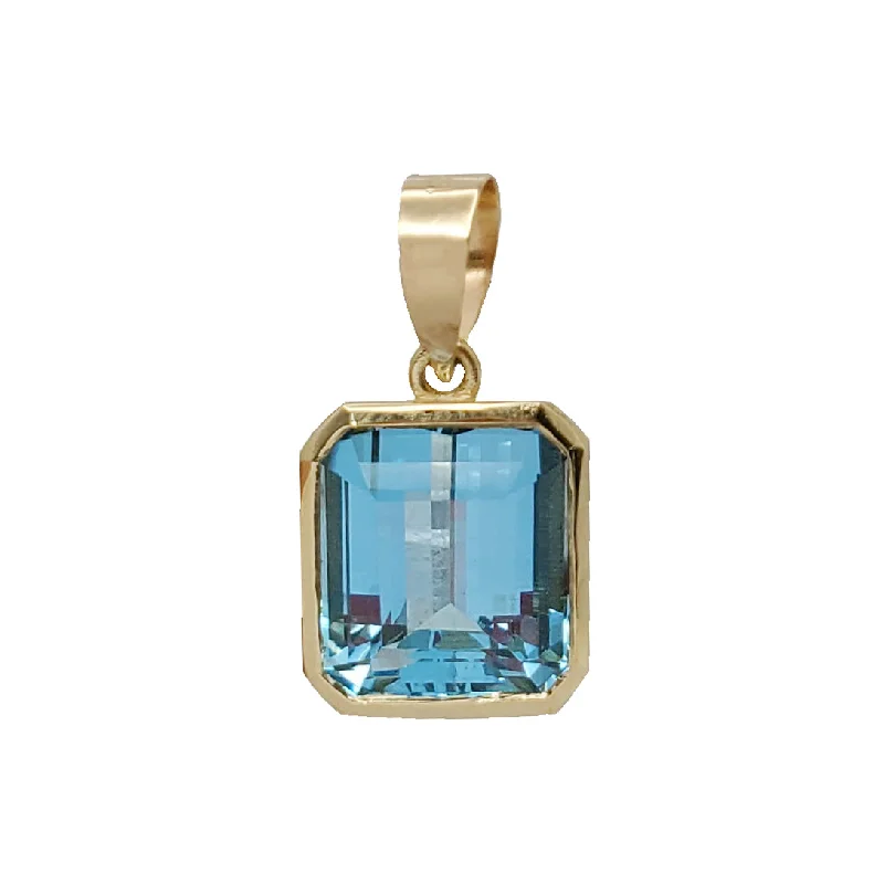 Sterling Silver Pendants with Hand - Engraved Family CrestsBezel Natural Aquamarine Pendant (14K)