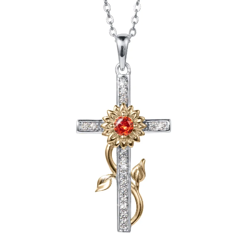 Zodiac - Sign Pendant Necklaces with Personalized Birthstone SettingsBlossom Of Hope Cross