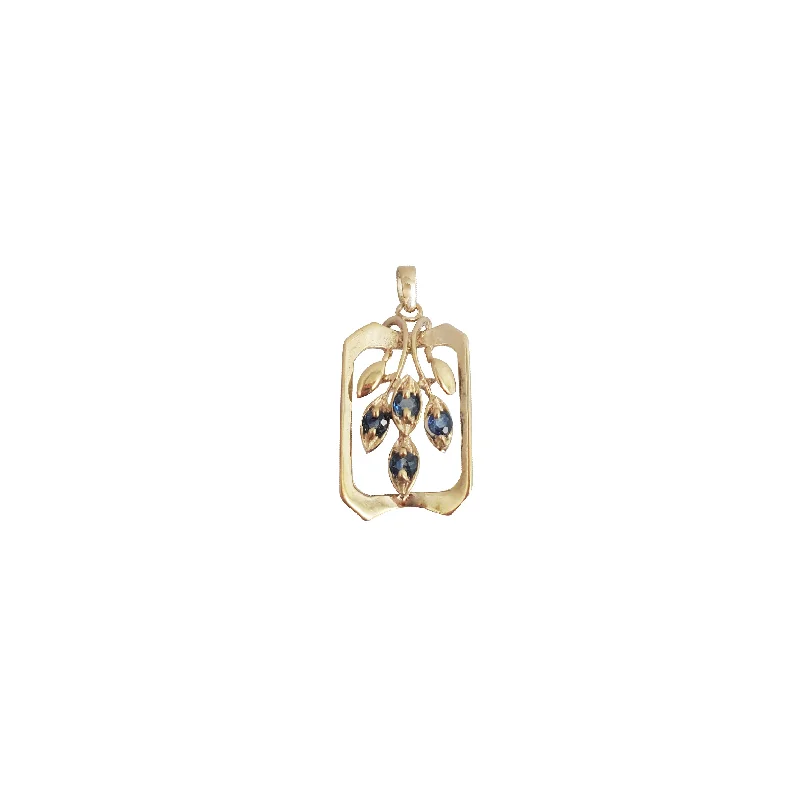 Gold - Plated Pendants with Enameled Floral BouquetsBlue Sapphire Fancy  Pendant (14K)