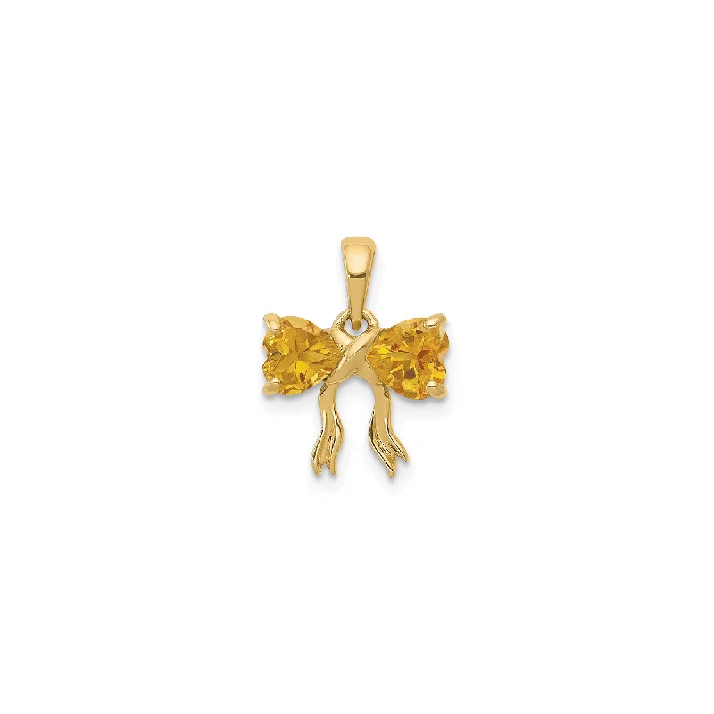 Bone - Carved Pendants with Tribal - Inspired SymbolsCitrine Bow Pendant (14K)