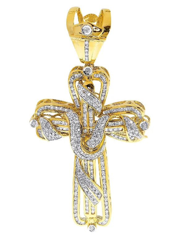 Feather - Pendant Necklaces with Real - Feather and Bead AccentsDiamond Cross Pendant| 3.25 Carats| 29.69 Grams