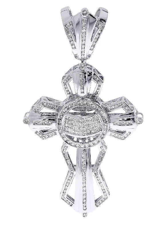 Feather - Pendant Necklaces with Real - Feather and Bead AccentsDiamond Cross Pendant| 3.55 Carats| 31.62 Grams