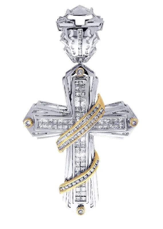 Cross - Pendant Necklaces with Intricate Celtic Knotwork CarvingsDiamond Cross Pendant| 3.57 Carats| 19.95 Grams