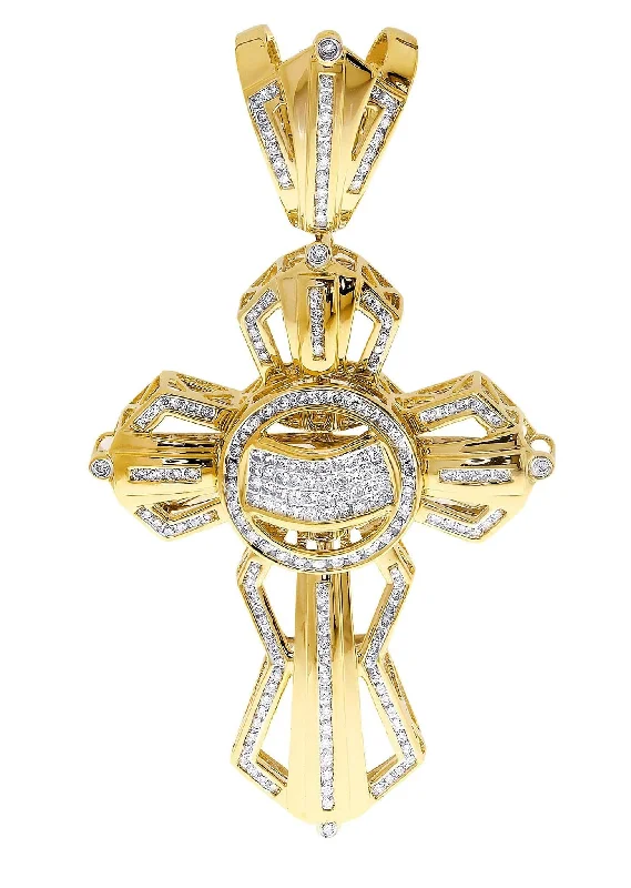 Key - Pendant Necklaces with Antique - Style EngravingsDiamond Cross Pendant| 3.57 Carats| 31.49 Grams