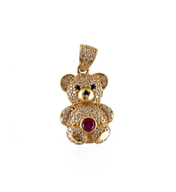 Amethyst - Faceted Pendants with Silver - Wire WrappingCubic Zirconia Teddy Bear Pendant (14K)