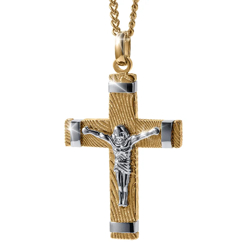 Elephant - Pendant Necklaces with Ivory - Look Resin and Gold PlatingDamascus Crucifix Pendant