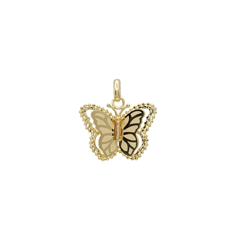 Hand - Carved Wooden Pendants with Folk - Art MotifsDiamond-cut Butterfly Pendant (14K)