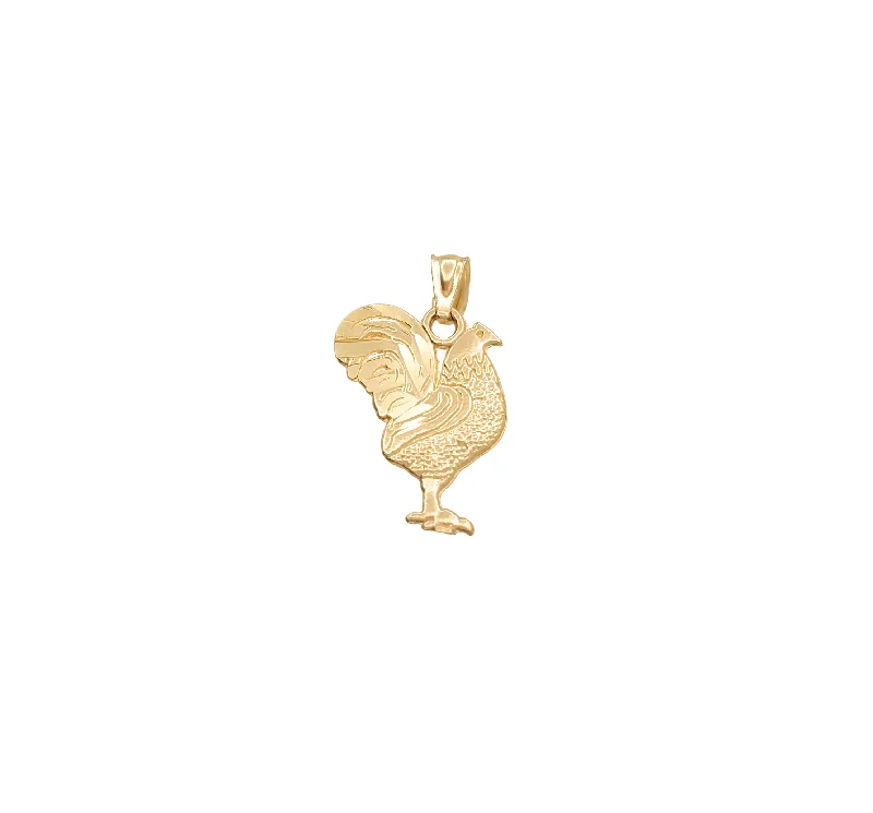 Coral - Trimmed Pendants with Seashell and Pearl AccentsDiamond-Cut  Rooster Pendant (14K)