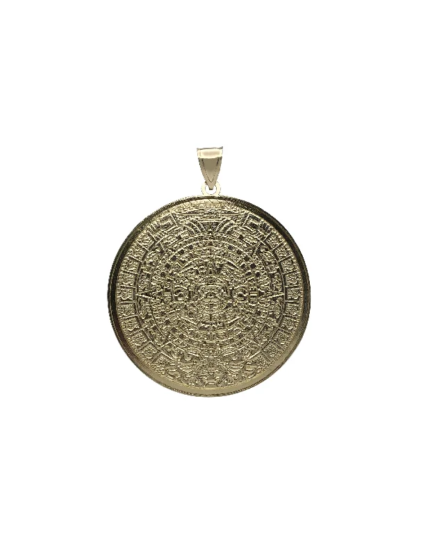 Bone - Carved Pendants with Tribal - Inspired SymbolsDiamond Cut Round Aztec Calendar Pendant (14K)