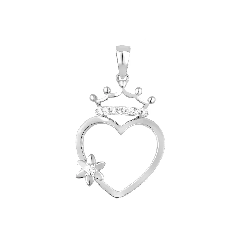 Crystal - Encrusted Pendants in the Shape of a CrownDiamond Heart With Crown Pendant (14K)