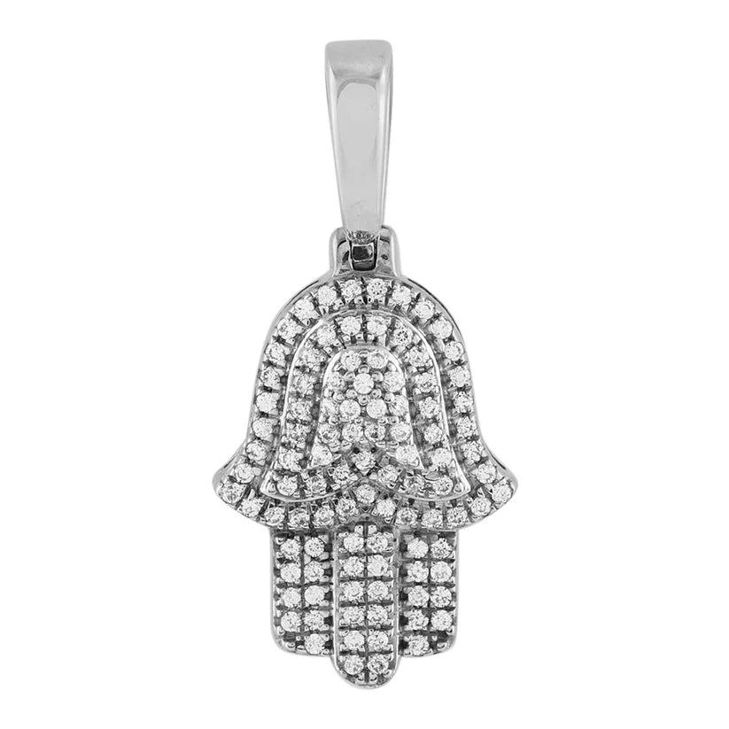 Recycled Metal Pendants with Upcycled Jewelry ComponentsDiamond Ice-Out Hamsa Pendant (14K)