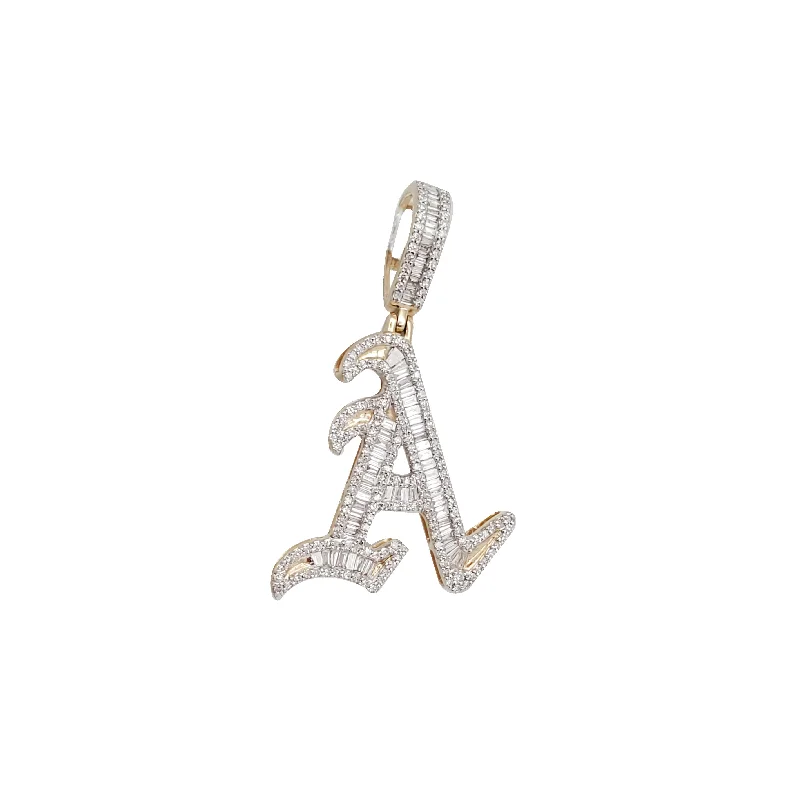 Crystal - Encrusted Pendants in the Shape of a CrownDiamond Initial A (14K)