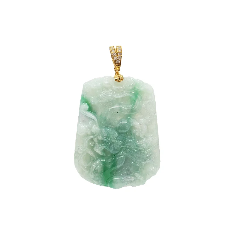 Coral - Trimmed Pendants with Seashell and Pearl AccentsDiamond Jade Dragon Slab Pendant (14K)