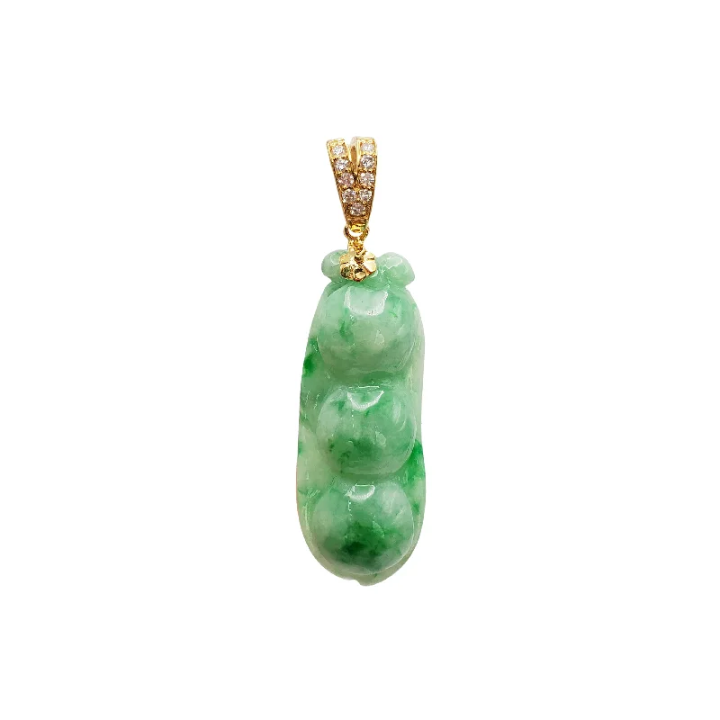 Recycled Metal Pendants with Upcycled Jewelry ComponentsDiamond Jade Edible-Podded Pea Pendant (14K)