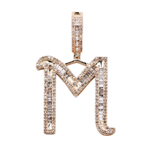 Leather - Wrapped Pendants with Brass Stud EmbellishmentsDiamond Letter M Initial Pendant (14K)