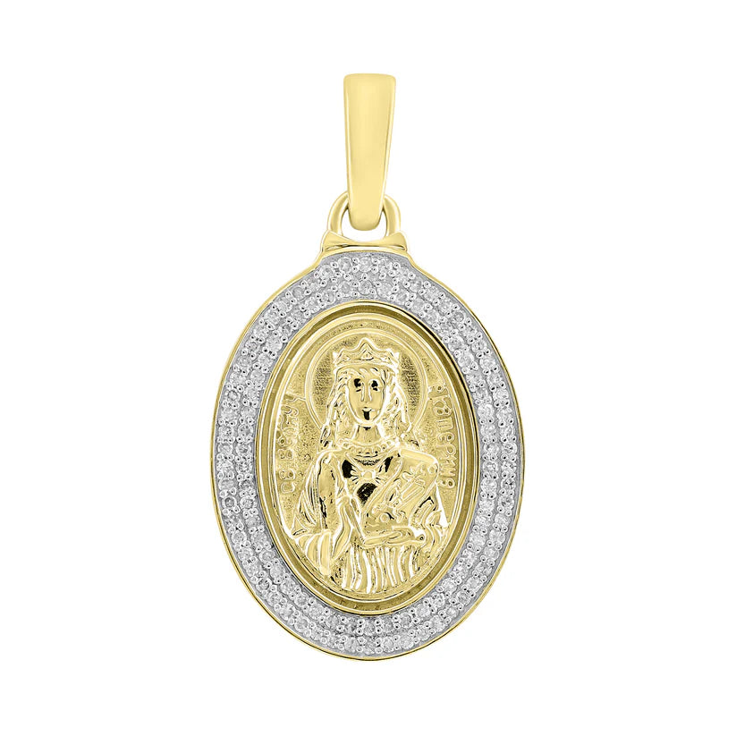 Hand - Carved Wooden Pendants with Folk - Art MotifsDiamond Santa Barbara Pendant (14K)