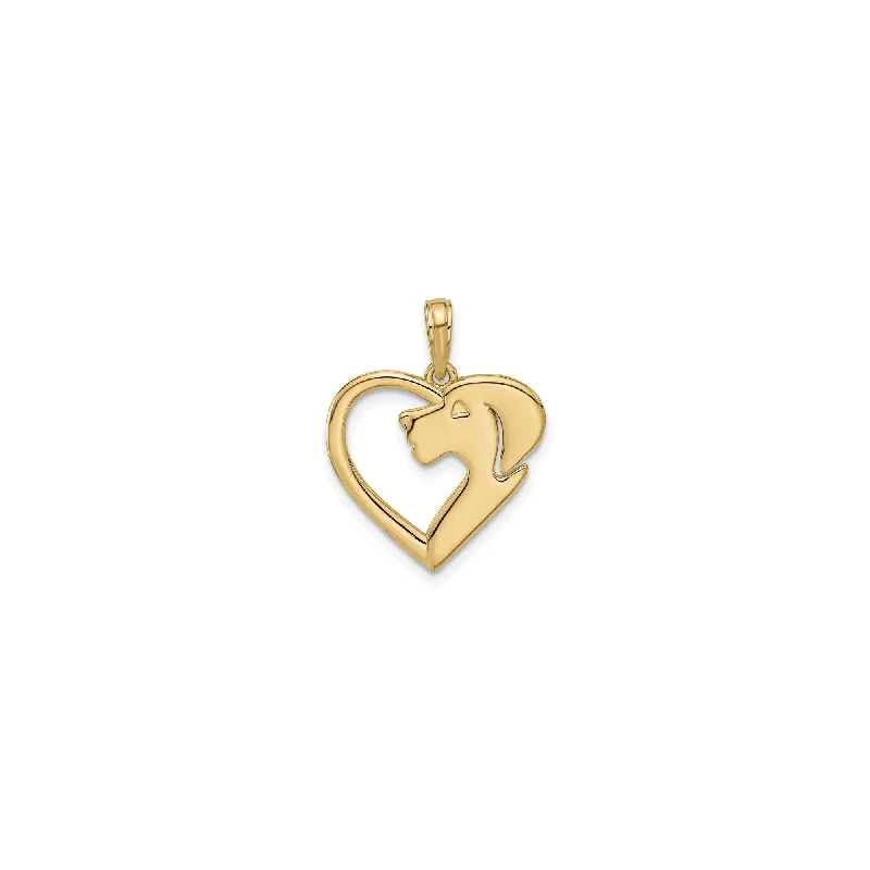 Stainless Steel Pendants with Laser - Etched Motivational QuotesDog Profile Heart Pendant (14K)