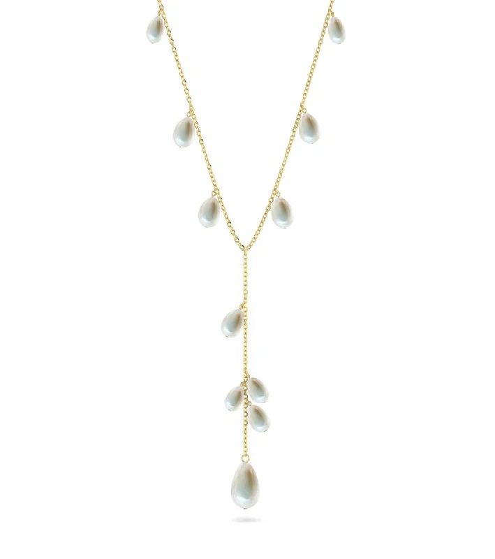 Crescent - Moon Pendant Necklaces with Pearl - Embellished CurvesEdblad - Angeleno Y Necklace Gold