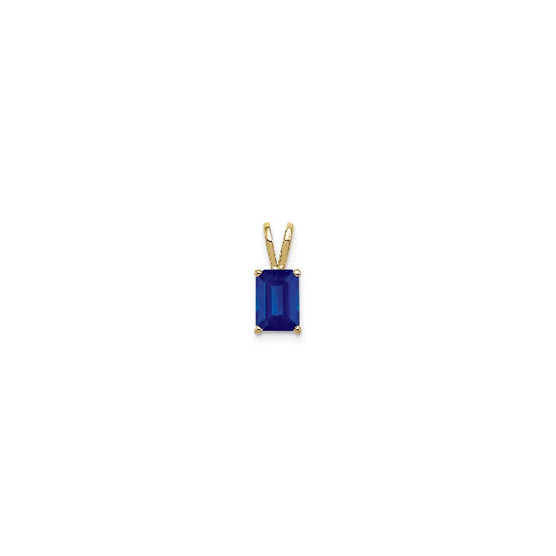 Leather - Wrapped Pendants with Brass Stud EmbellishmentsEmerald-Cut Blue Sapphire Solitaire Pendant (14K)