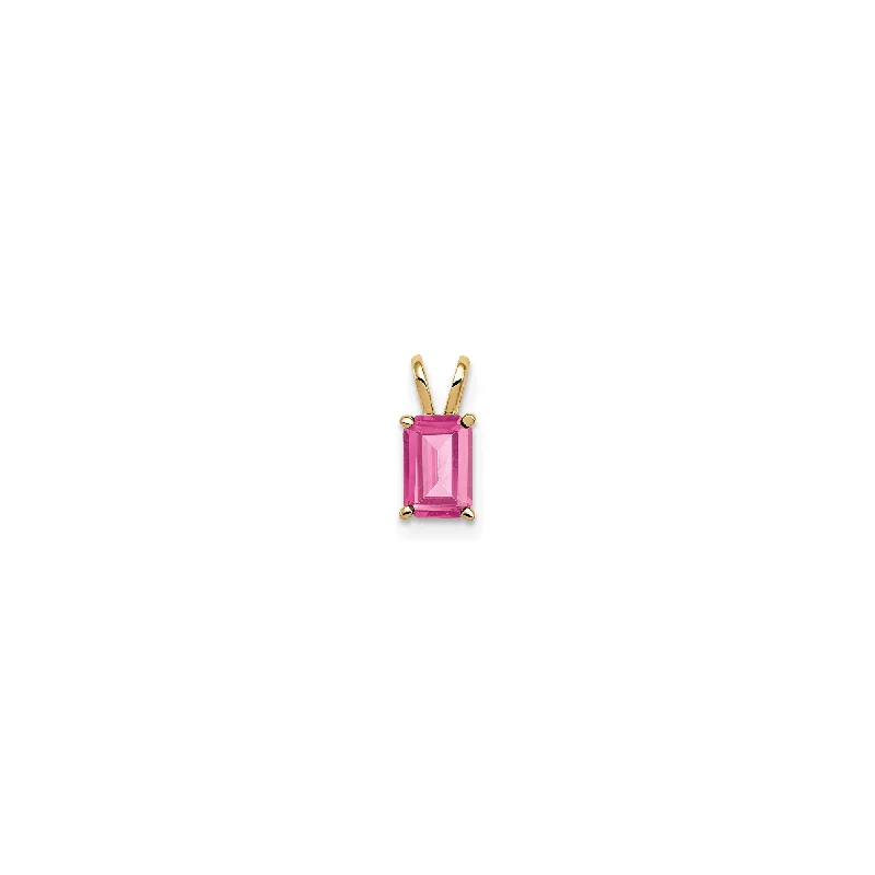 Leather - Wrapped Pendants with Brass Stud EmbellishmentsEmerald-Cut Pink Tourmaline Solitaire Pendant (14K)