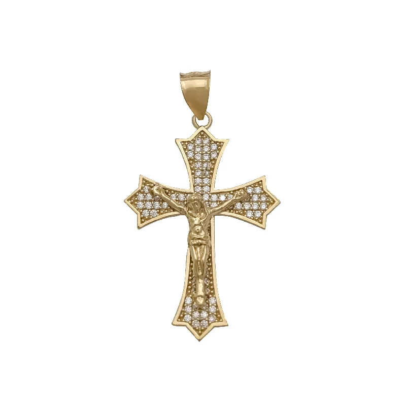 Bone - Carved Pendants with Tribal - Inspired SymbolsFleur de Lis CZ Cross Pendant (14K)