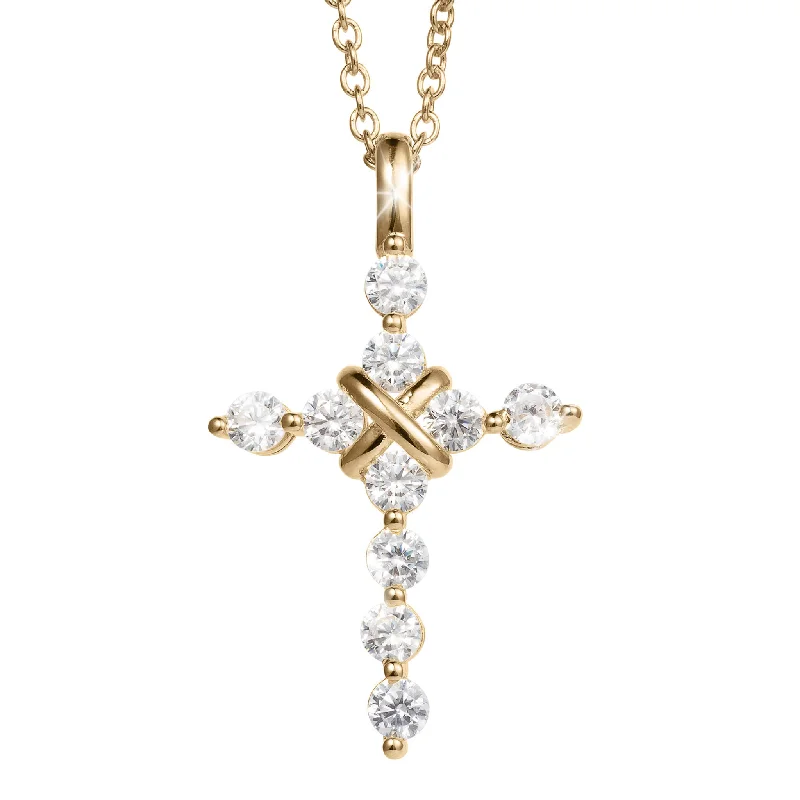 Key - Pendant Necklaces with Antique - Style EngravingsGolden Serenity Cross Pendant