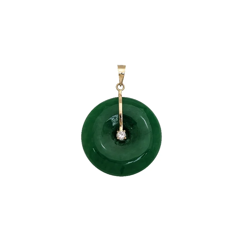 Copper Pendants with Hammered and Patinated FinishesGreen Jade Disc CZ Pendant (14K)