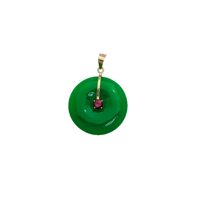 Crystal - Encrusted Pendants in the Shape of a CrownGreen Jade Disc CZ Pendant (14K)