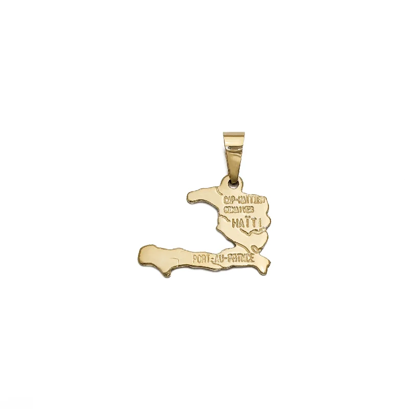 Bone - Carved Pendants with Tribal - Inspired SymbolsHaiti Map Pendant (14K)