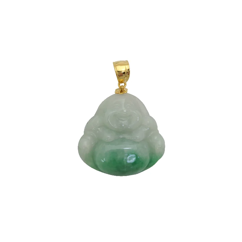 Ceramic Pendants with Hand - Painted Mandala DesignsHappy Buddha Jade Pendant (14K)