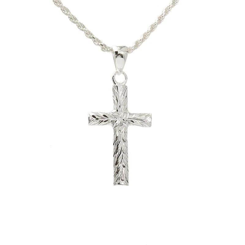 Owl - Shaped Pendant Necklaces with Crystal - Studded EyesSterling Silver Maile Leaf Oval Cross Pendant (Chain Sold Separately)