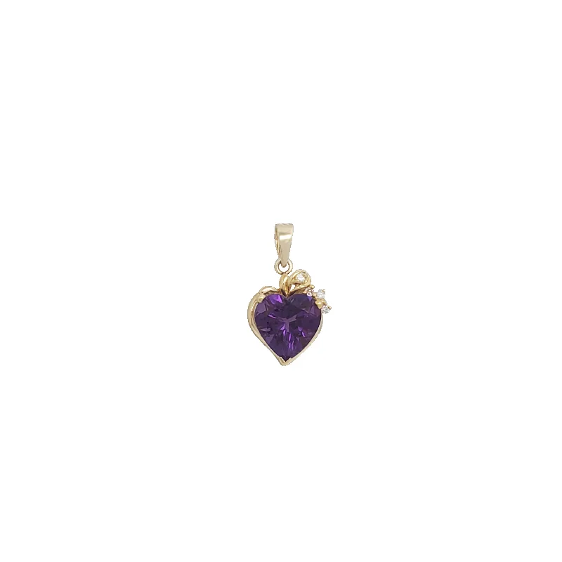 Amethyst - Faceted Pendants with Silver - Wire WrappingHeart Amethyst Pendant (14K)