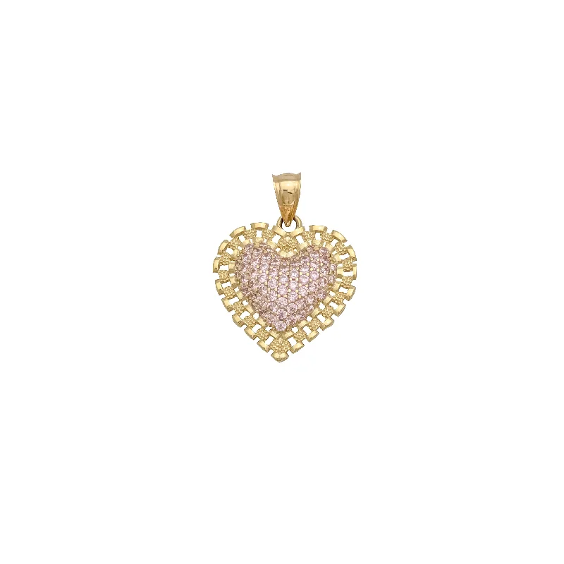 Amethyst - Faceted Pendants with Silver - Wire WrappingConcave Heart CZ Pendant (14K)