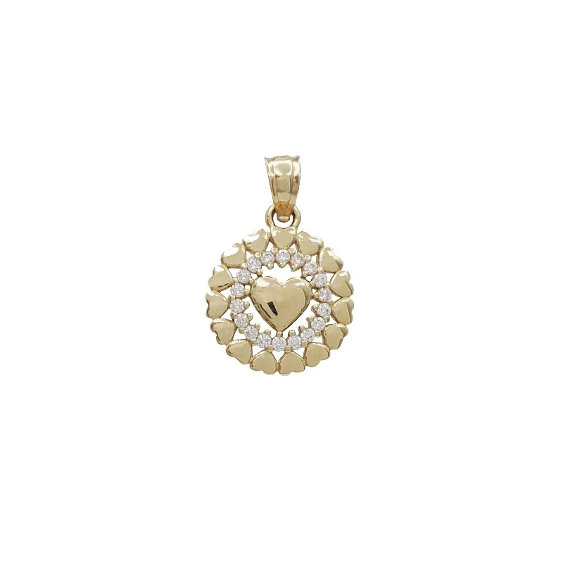 Sterling Silver Pendants with Hand - Engraved Family CrestsHeart CZ Pendant (14K)