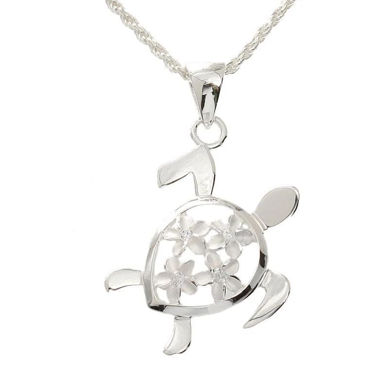 Cross - Pendant Necklaces with Intricate Celtic Knotwork CarvingsSterling Silver 4 Plumeria in Honu (Hawaiian Turtle) Pendant (Chain Sold Separately)