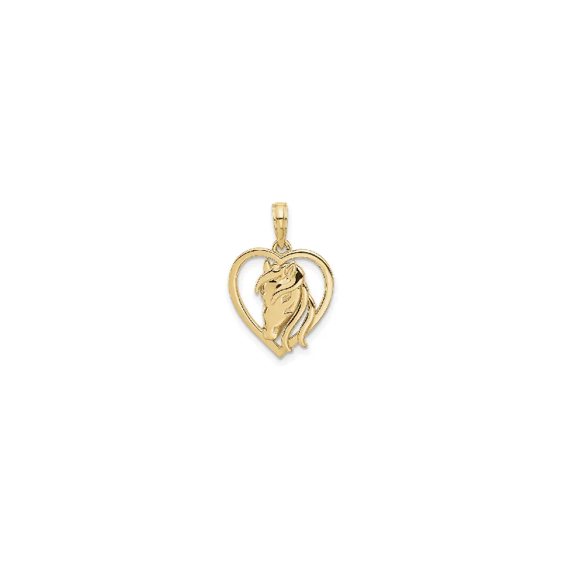 Bone - Carved Pendants with Tribal - Inspired SymbolsHorse Head Heart Pendant (14K)