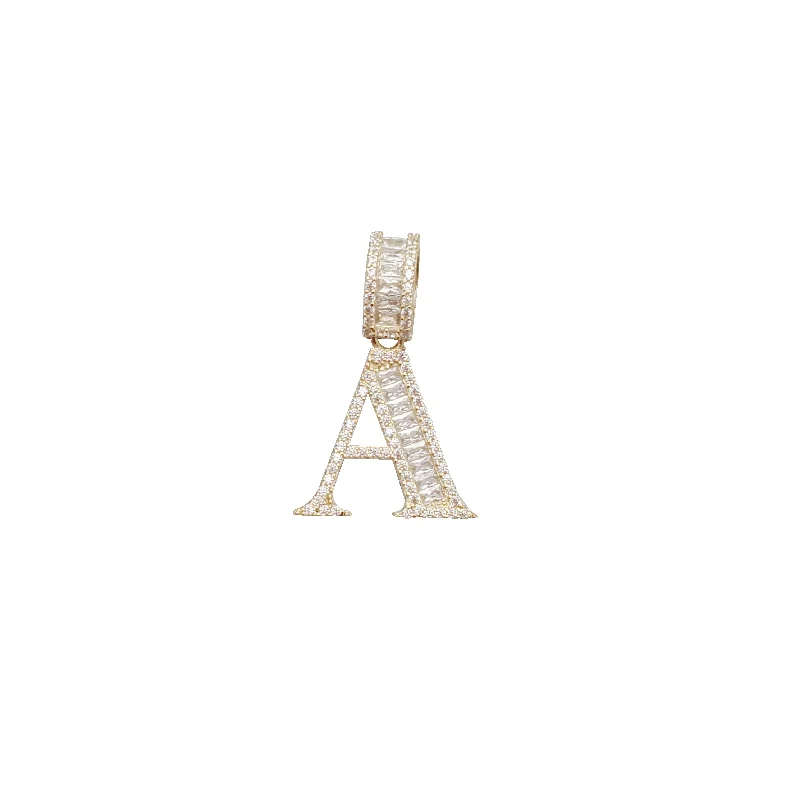 Crystal - Encrusted Pendants in the Shape of a CrownInitial Letter "A" Pendant (14K)